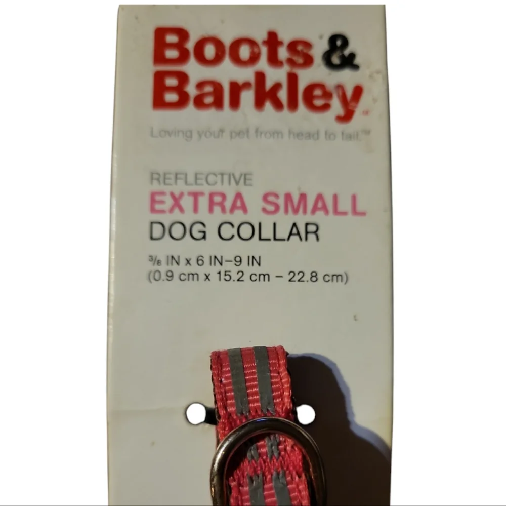 NWT 2012 Boots & Barkley Extra Small Pink Gray Reflective Nylon Dog Pet Collar